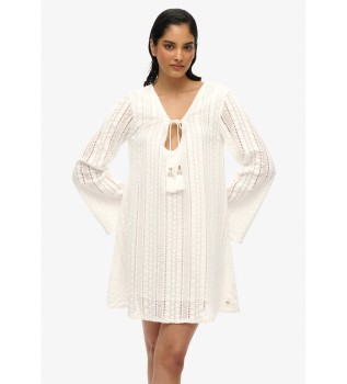 Mini-robe en dentelle blanche Ibiza