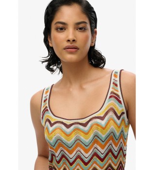 Mini abito in maglia a zigzag beige