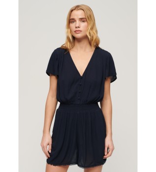 Marine strand jumpsuit met korte mouwen