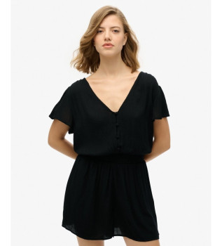 Combinaison imprime  manches courtes noire