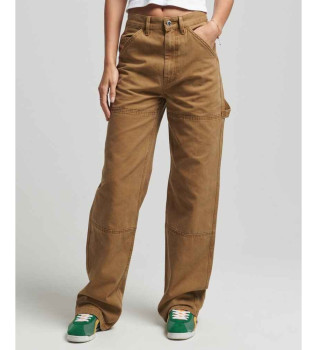 Pantaln de carpintero de pernera ancha marrn