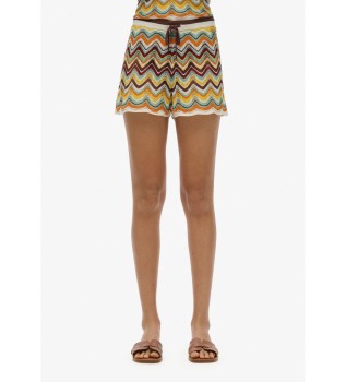 Bež cikcak pletene kratke hlače