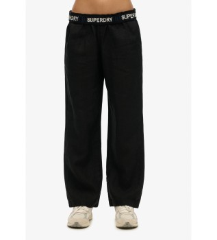 Pantalon en lin avec cordon noir