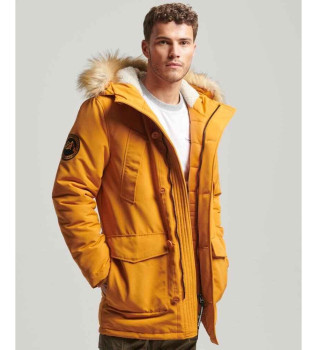 Parka z kapturem ze sztucznego futra Mustard Everest