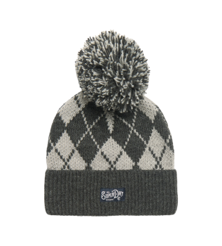 Gorro de malha com estampado cinzento