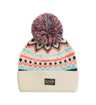 Gorro de malha estampado bege