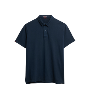 Essential navy knitted polo shirt
