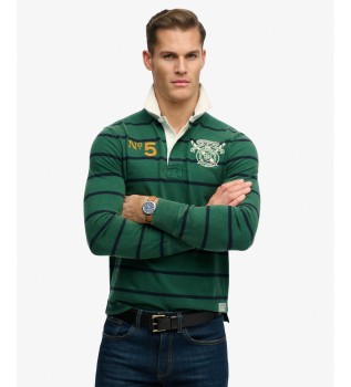 Polo majica rugby Double Emblem Stripe, zelena