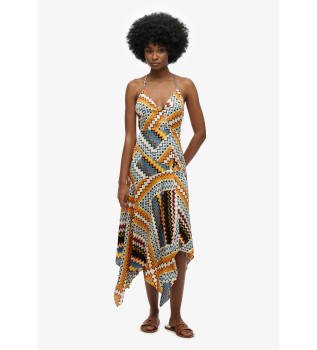 Multicolour premium jurk met zakdoekzoom