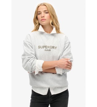 Sweatshirt solta com gola redonda cinzenta Sport Luxe
