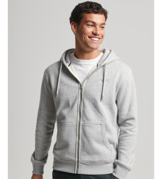 Hooded sweatshirt met rits en logo Essential grijs