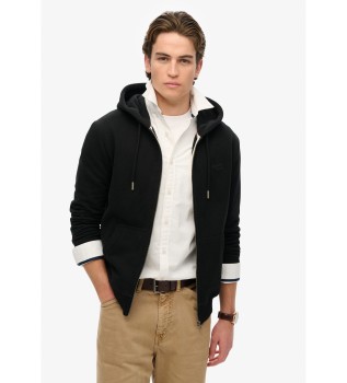 Hooded sweatshirt with zip and logo Essential black