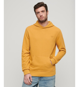 Yellow vintage washed effect hooded sweatshirt