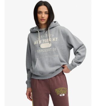Sweat à capuche court Applique gris