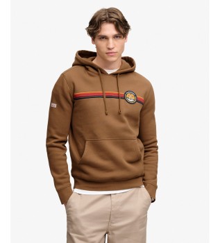 Hættetrøje med Outdoors Stripe Logo i brun