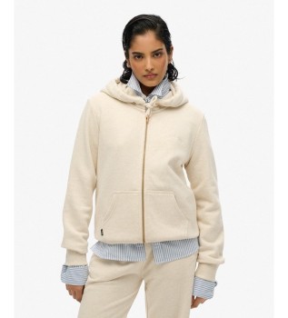 Sweat à capuche et fermeture éclair Essential Logo beige