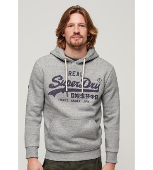 Sweat à capuche gris vintage avec logo