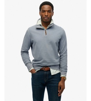 Classic Essential Half-sweatshirt med halv lynlås i denimblå