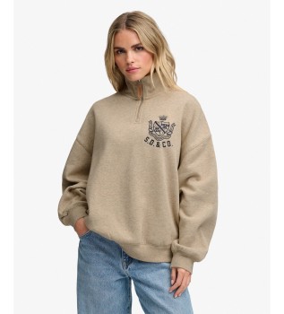 Sweat-shirt à demi-fermeture éclair Country Club beige