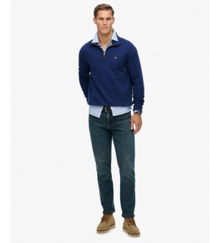 Preppy marineblå sweatshirt med halv lynlås