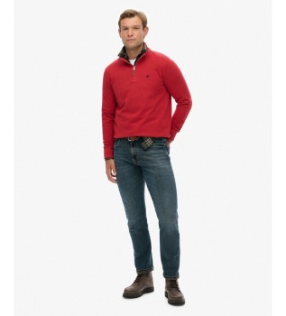 Moletom com meia cremalheira Preppy vermelho