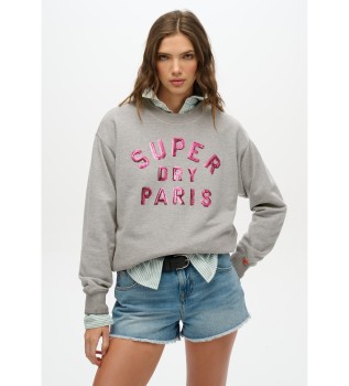 Sudadera holgada con adornos Varsity gris