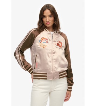 Suikajan Bomber bordado castanho