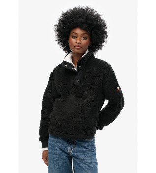 Super Henley fleece zwart