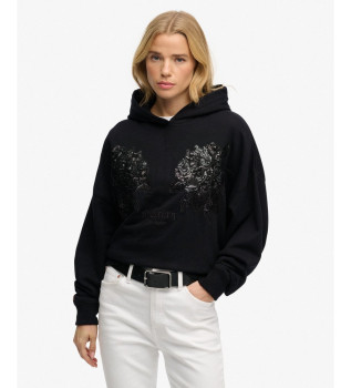 Sweatshirt Tattoo Embellish Oversize noir