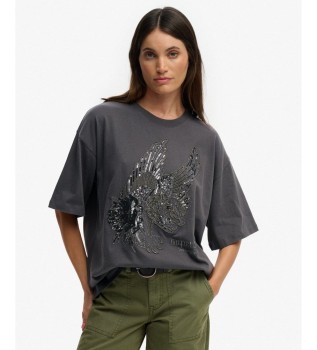 Tattoo Embellish Oversized T-shirt grey