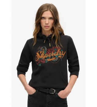 Sweat  capuche avec graphique Tattoo Script
 noir