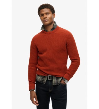 Knitted jumper with round neck and orange texture