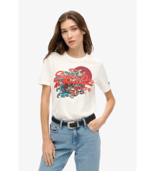 T-shirt graphique  coupe dcontracte avec logo Tokyo Vintage blanc