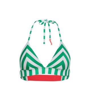 Top de bikini triangular a rayas verde