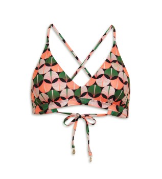 Top bikini a triangolo con spalline incrociate multicolori