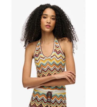 Zigcak pleten top z bež izrezom za ovratnik