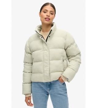 Square-cut quilted jacket in grey tweed