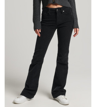 Uitlopende, halfhoge corduroy skinny jeans zwart