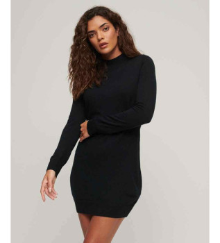 Langrmeliges Strickkleid aus schwarzer Wolle