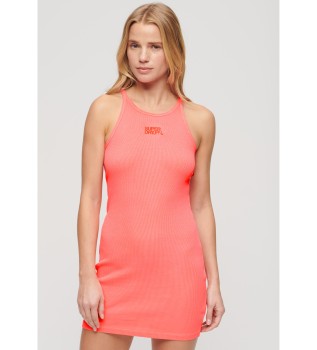 Abito ricamato a canale rosa