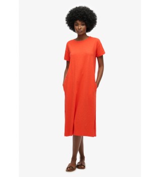 Orange midi-skjortekjole