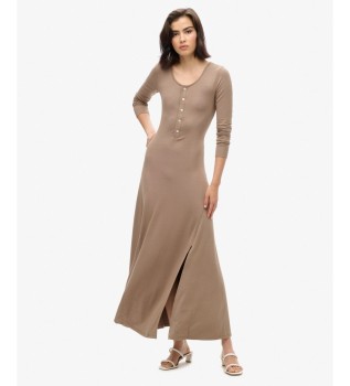 Braunes Henley-Kleid