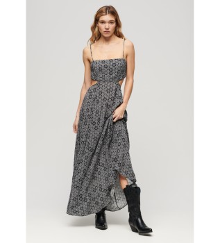 Abito lungo con schiena nera trasparente