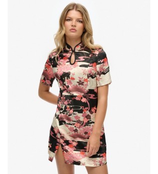 Robe Mandarine Jacquard rose