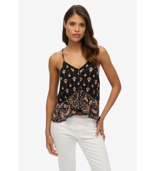 Strapless blouse with black tiered piping