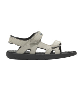 Perkins Row taupe leather heel strap sandals
