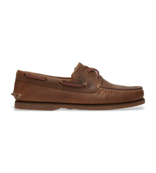 Chaussures bateau en cuir marron