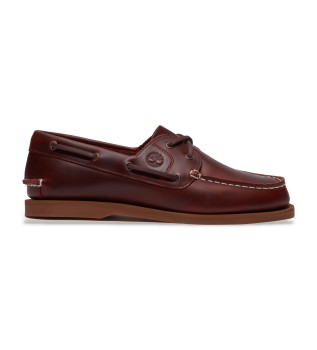 Chaussures bateau classiques en cuir marron