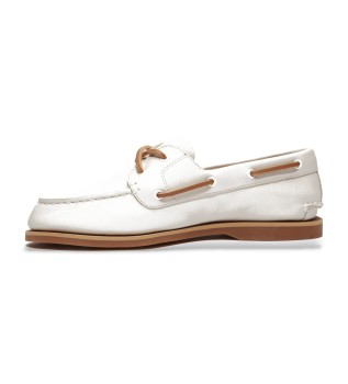 Classic white leather boat shoes 