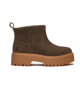 Stone Street green leather ankle boots